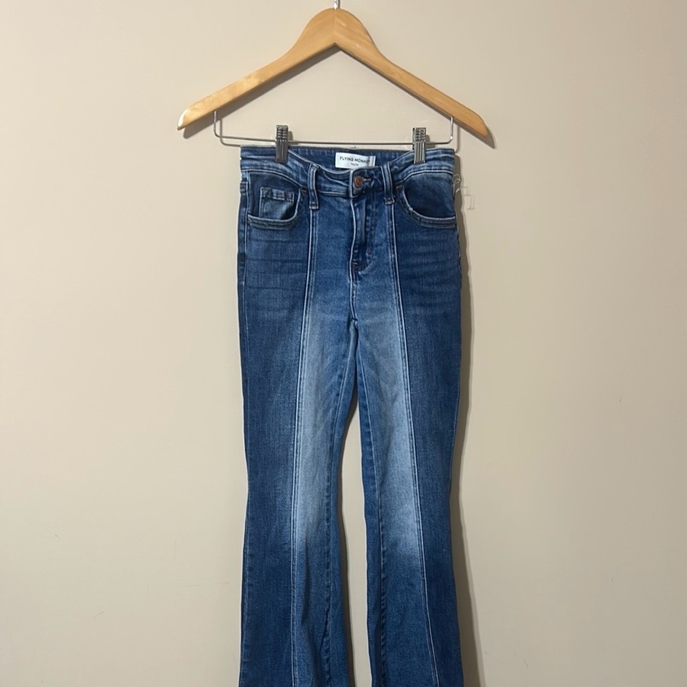 Flying Monkey Blue Flare Jeans with Raw Hem